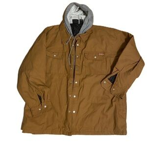 Vintage Dickies Quilted Lined Work Jacket Hooded Tan 2XL Gray Workwear Coat